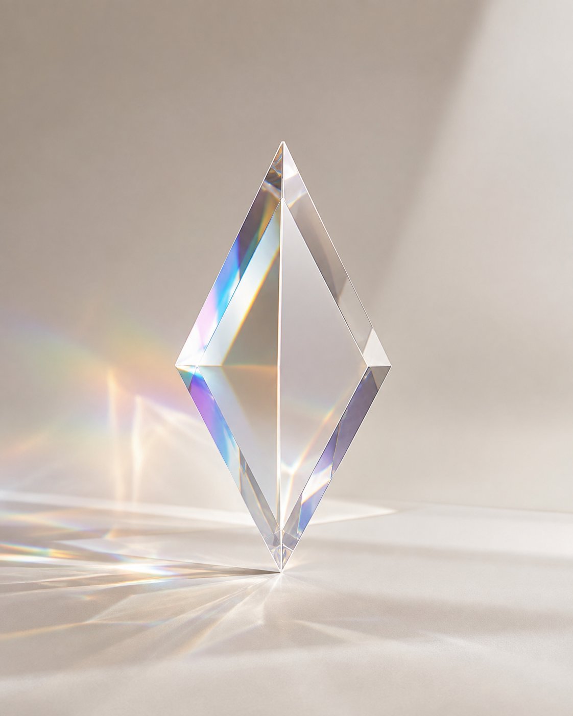 Clear crystal prism refracting light into rainbow colours — Visual Affair creative studio Zurich
